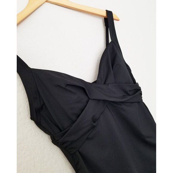 Lands' End  Chlorine Resistant Tummy Control Wrap Underwire Tankini Swimsuit Top - Picture 9 of 16